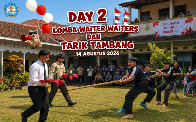 Day 2 Semarak HUT RI ke-81 di SMK Wiyasa Magelang: Lomba Waiter Waiters dan Tarik Tambang Penuh Keceriaan